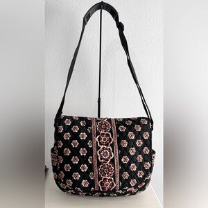 VERA BRADLEY Black Floral Messenger Laptop Bag